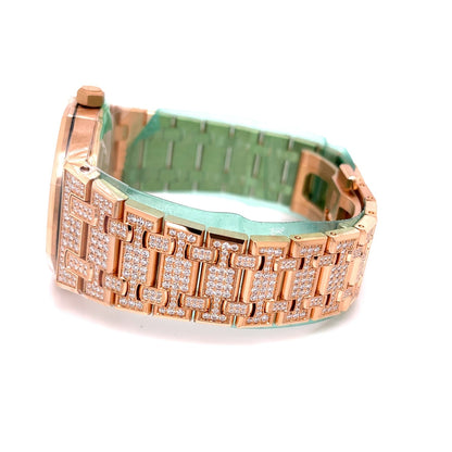 Audemars Piguet 33mm Rose Gold Pave Diamonds 67652OR.ZZ.1265OR.01 1ZELML - Beverly Hills Watch Company