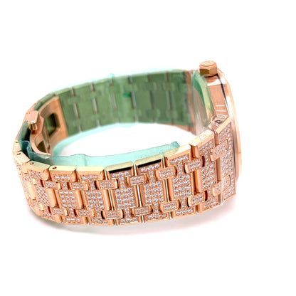 Audemars Piguet 33mm Rose Gold Pave Diamonds 67652OR.ZZ.1265OR.01 1ZELML - Beverly Hills Watch Company