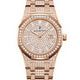 Audemars Piguet 33mm Rose Gold Pave Diamonds 67652OR.ZZ.1265OR.01 1ZELML - Beverly Hills Watch Company