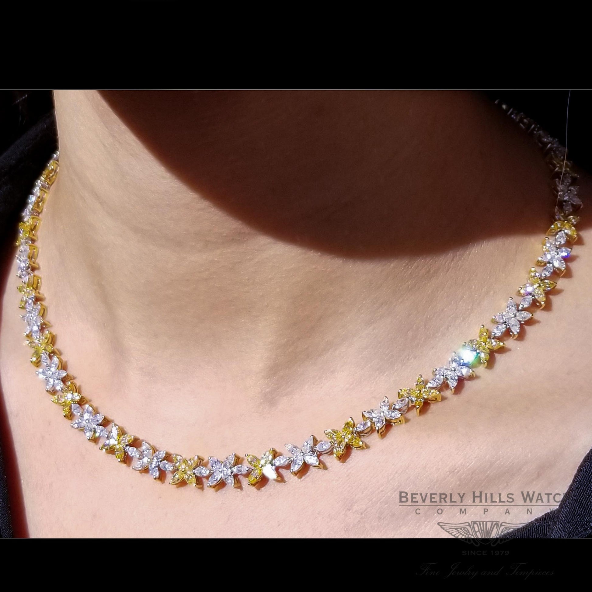 Naira & C Fancy Yellow Marquise Diamond Necklace 16001 - Beverly Hills Watch and Jewelry Company