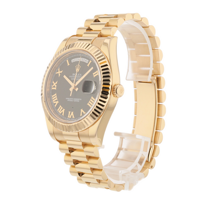 Rolex Day Date II 41MM Rose Gold President Black Roman Dial 218235