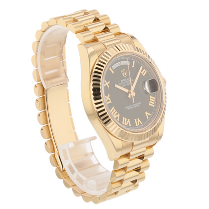 Rolex Day Date II 41MM Rose Gold President Black Roman Dial 218235