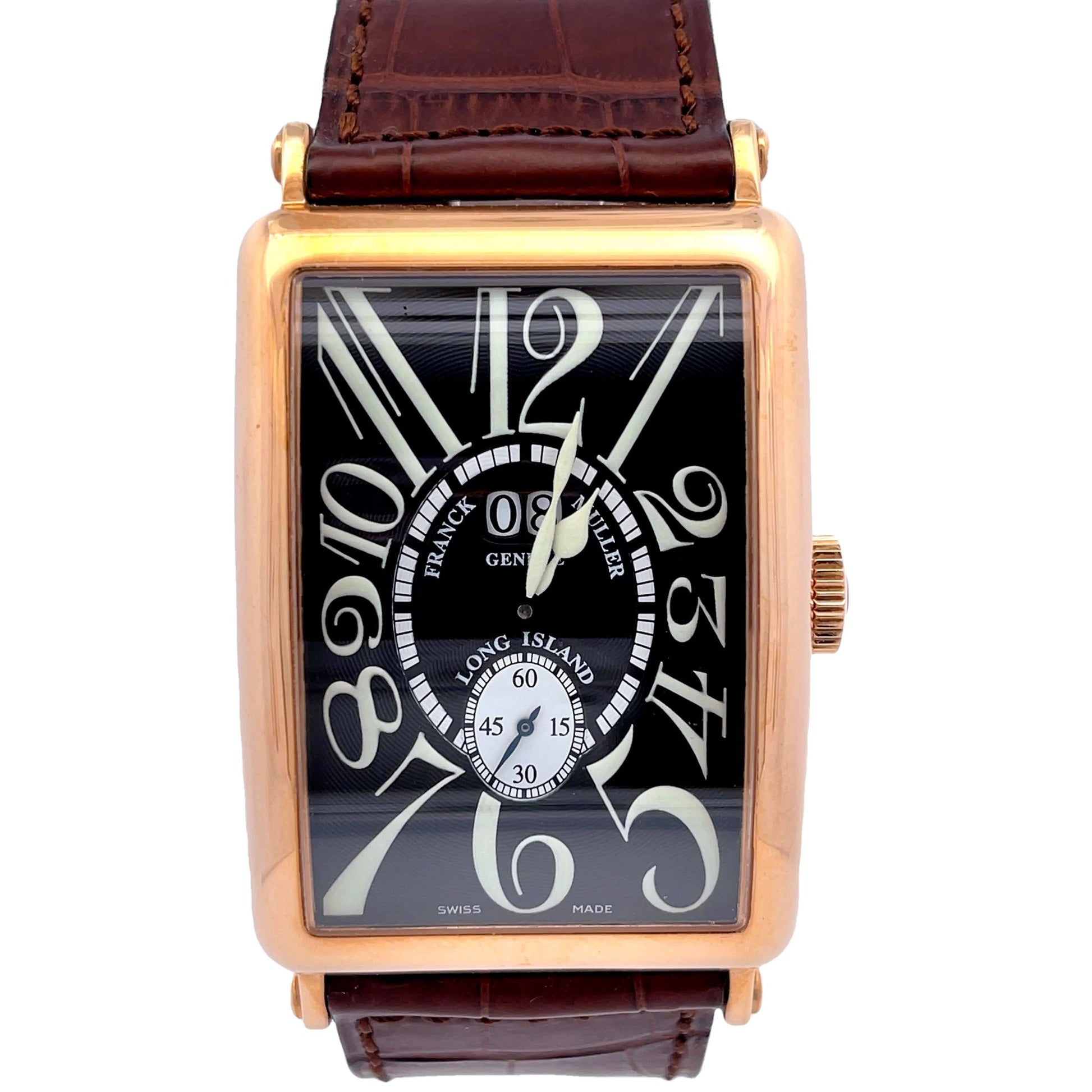 Franck Muller Long Island Grand Date Rose Gold Black Dial 1200 S6 GG - Beverly Hills Watch Company