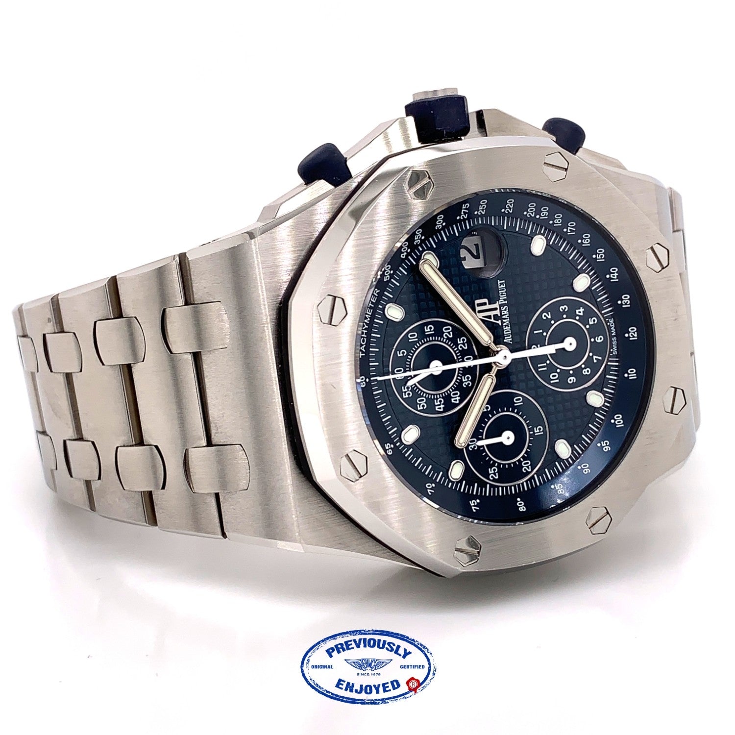 Audemars Piguet Royal Oak Offshore 42mm Stainless Steel Anniversary Blue Dial 26237ST.OO.1000ST.01 J7FXEC - Beverly Hills Watch Company