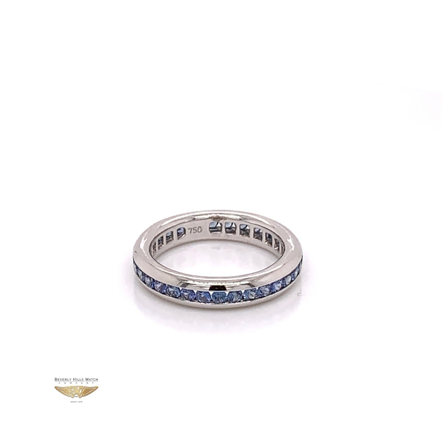 Blue Sapphire Eternity Band 18K White Gold 2652 - Beverly Hills Watch and Jewelry Company