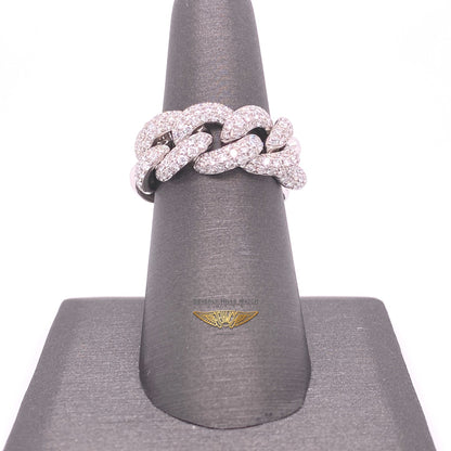 Naira & C Cuban Link Diamond Ring White Gold 26A33N - Beverly Hills Watch Company