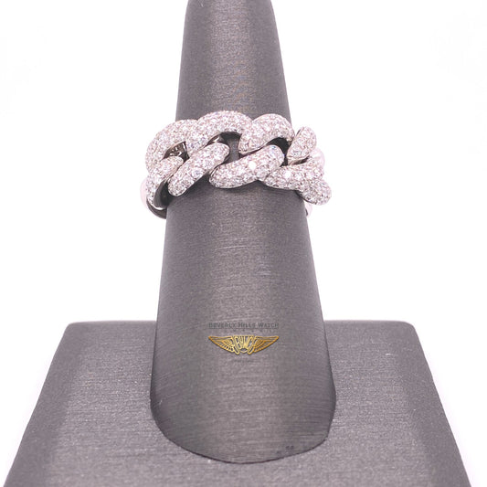 Naira & C Cuban Link Diamond Ring White Gold 26A33N - Beverly Hills Watch Company