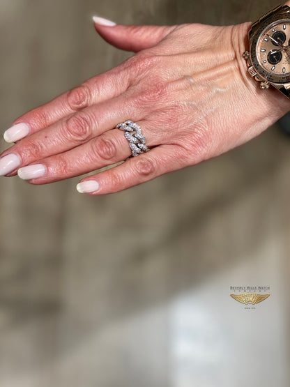 Naira & C Cuban Link Diamond Ring White Gold 26A33N - Beverly Hills Watch Company