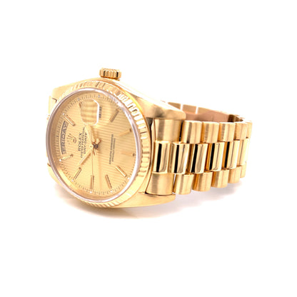 Rolex Day-Date 36MM President 18k Yellow Gold Champagne Tapestry 18038