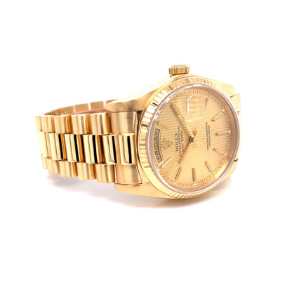 Rolex Day-Date 36MM President 18k Yellow Gold Champagne Tapestry 18038