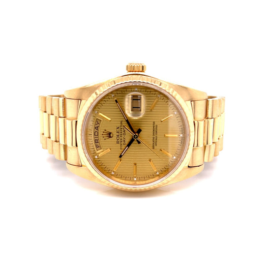 Rolex Day-Date 36MM President 18k Yellow Gold Champagne Tapestry 18038