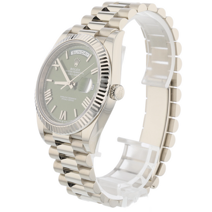 Rolex Day-Date 40mm White Gold President Olive Green 228239