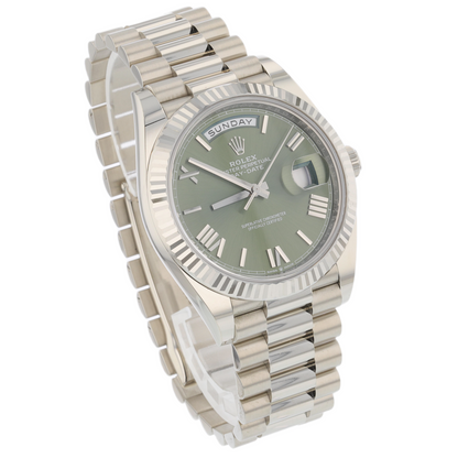 Rolex Day-Date 40mm White Gold President Olive Green 228239