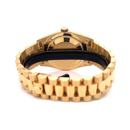 Rolex 36mm Day-Date President Yellow Gold Silver Index Dial 18238 - Beverly Hills Watch Company