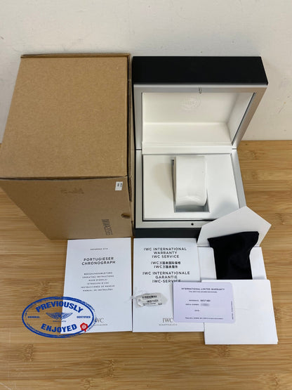 IWC Portuguese 40.9mm Stainless Steel Chronograph Blue Dial  IW371491 2L2D5K - Beverly Hills Watch Company