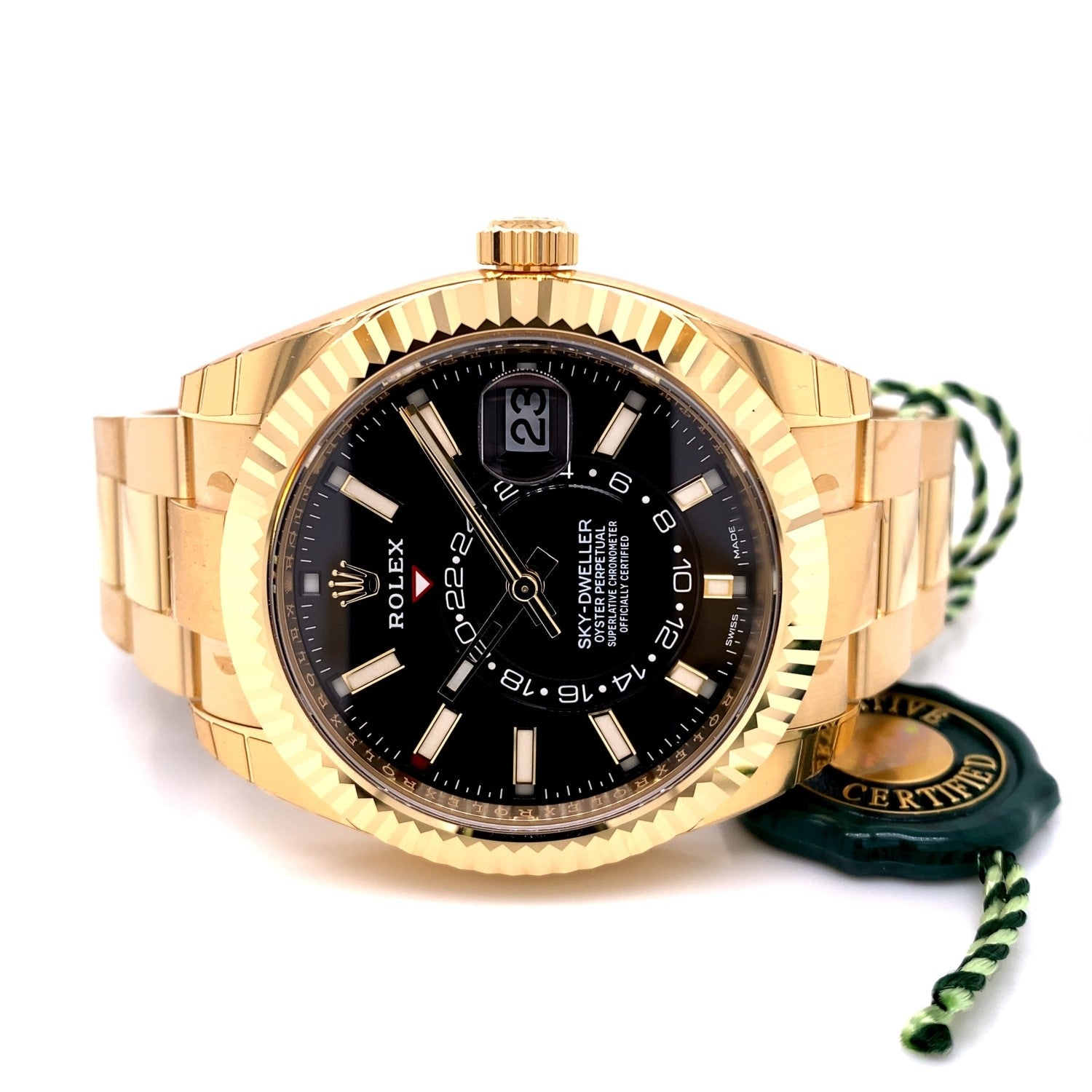 Rolex Sky-Dweller Yellow Gold 42mm Black Dial 326938 2LLK8E - Beverly Hills Watch Company