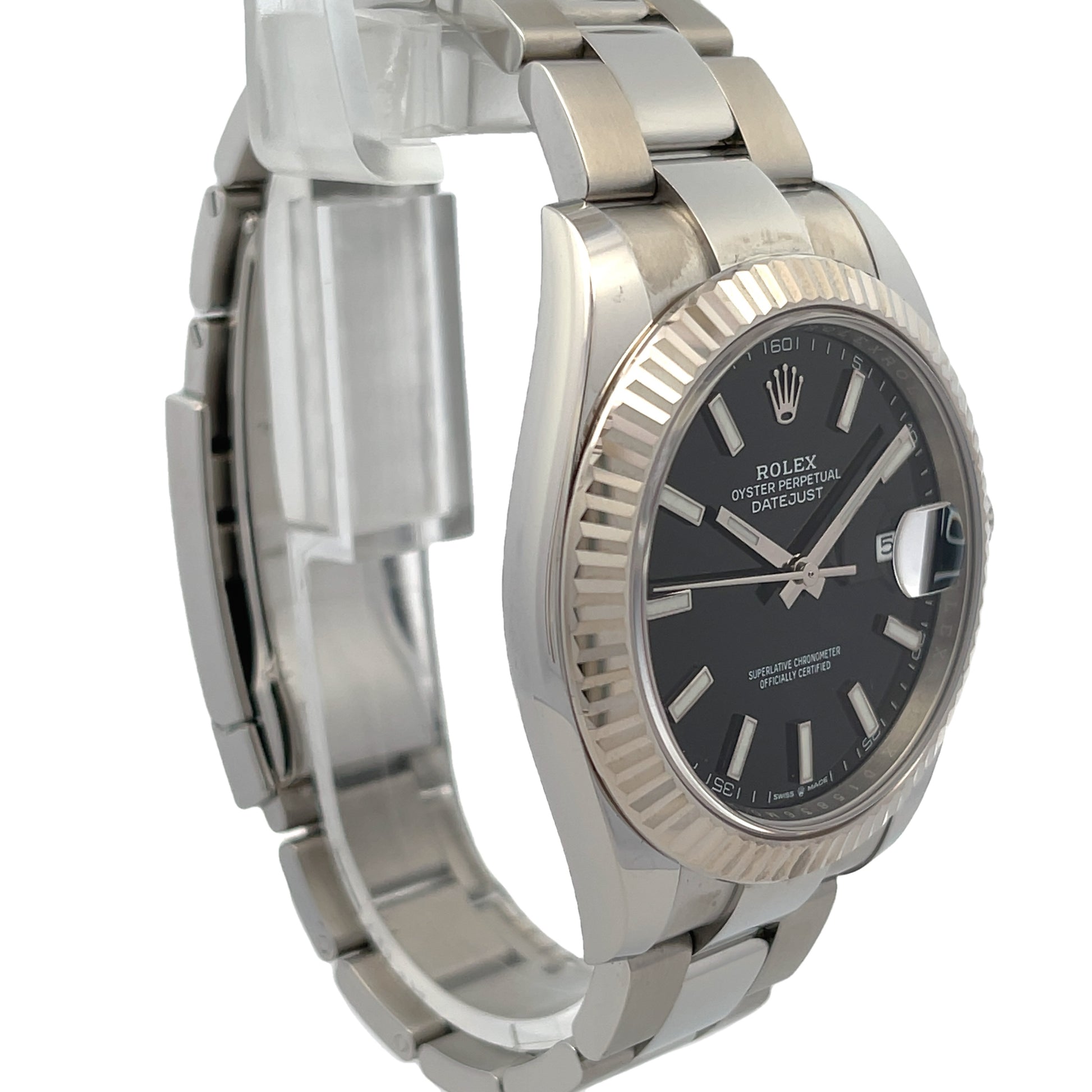 Rolex Datejust 41mm Stainless Steel White gold Fluted Bezel 126334 - Beverly Hills Watch Company