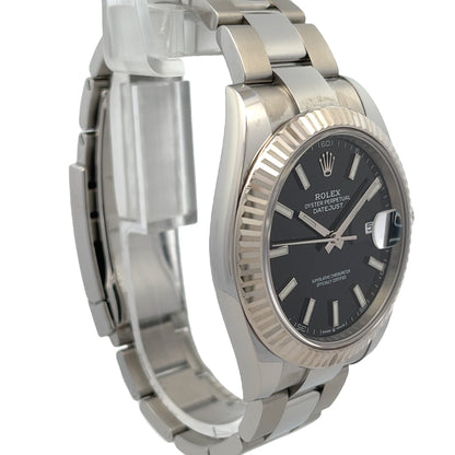 Rolex Datejust 41mm Stainless Steel White gold Fluted Bezel 126334 - Beverly Hills Watch Company