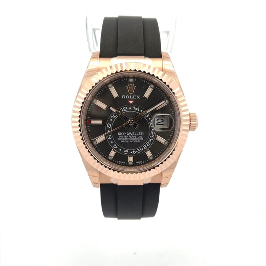 Rolex Sky-Dweller Everose 42mm Oysterflex Gray Dial 326235 - Beverly Hills Watch Company