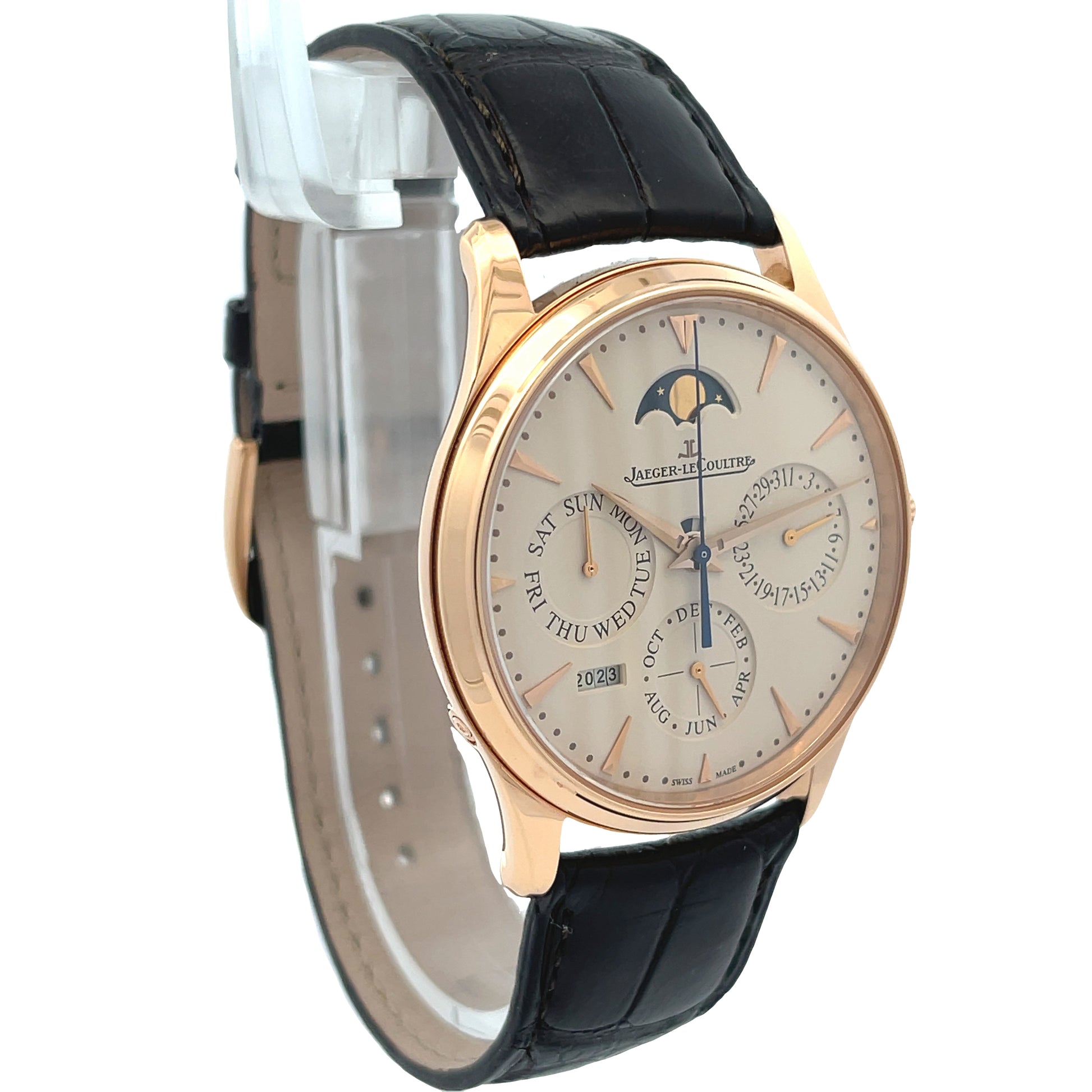 Jaeger LeCoultre Master Ultra Thin Perpetual Rose Gold Beige Dial Q1302520 - Beverly Hills Watch Company