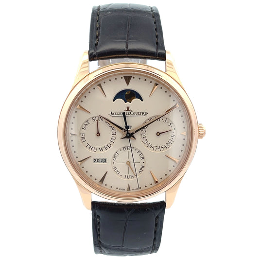 Jaeger LeCoultre Master Ultra Thin Perpetual Rose Gold Beige Dial Q1302520 - Beverly Hills Watch Company