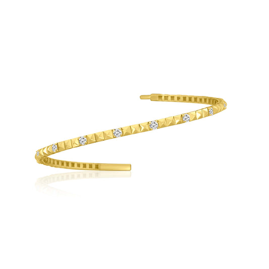 Pyramid Diamond and Yellow Gold Flexi Barcelet