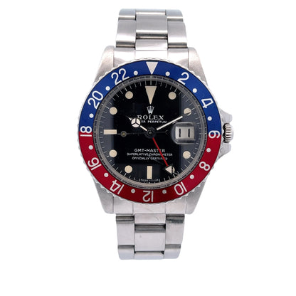 Rolex GMT Master Stainless Steel Pepsi Vintage Watch 1675 - Beverly Hills Watch Company