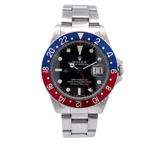 Rolex GMT Master Stainless Steel Pepsi Vintage Watch 1675 - Beverly Hills Watch Company