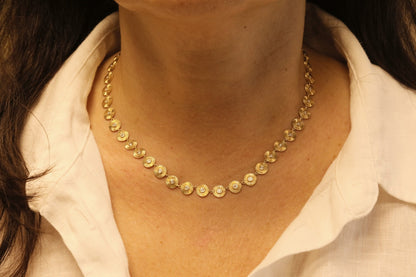 Diamond Fluted Disc Chain Necklace