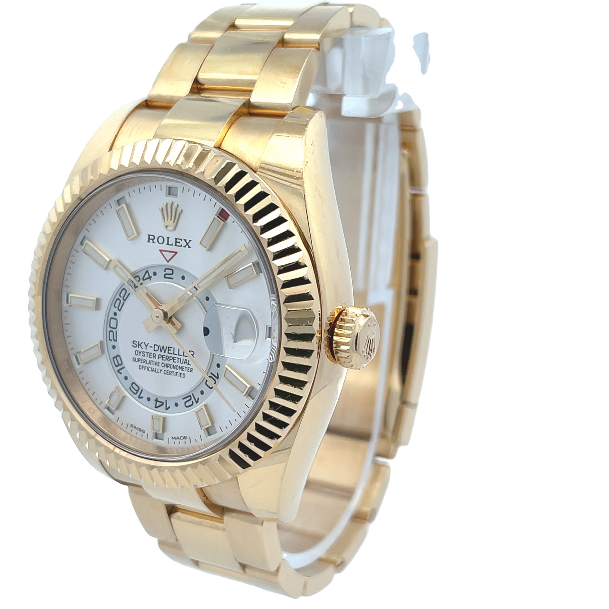 Rolex Sky-Dweller Yellow Gold 42mm White Dial 326938 - Beverly Hills Watch Company