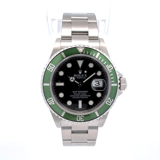 Rolex Submariner 50th Anniversary Green Bezel "Kermit" Black Dial 16610 - Beverly Hills Watch Company