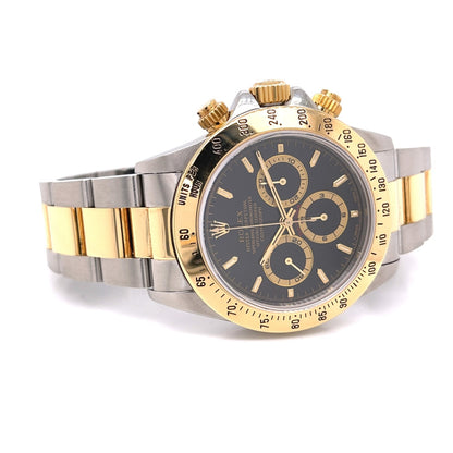 Rolex Daytona Zenith Yellow Gold Stainless Steel White Dial 16523 - Beverly Hills Watch Company