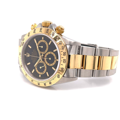 Rolex Daytona Zenith Yellow Gold Stainless Steel White Dial 16523 - Beverly Hills Watch Company