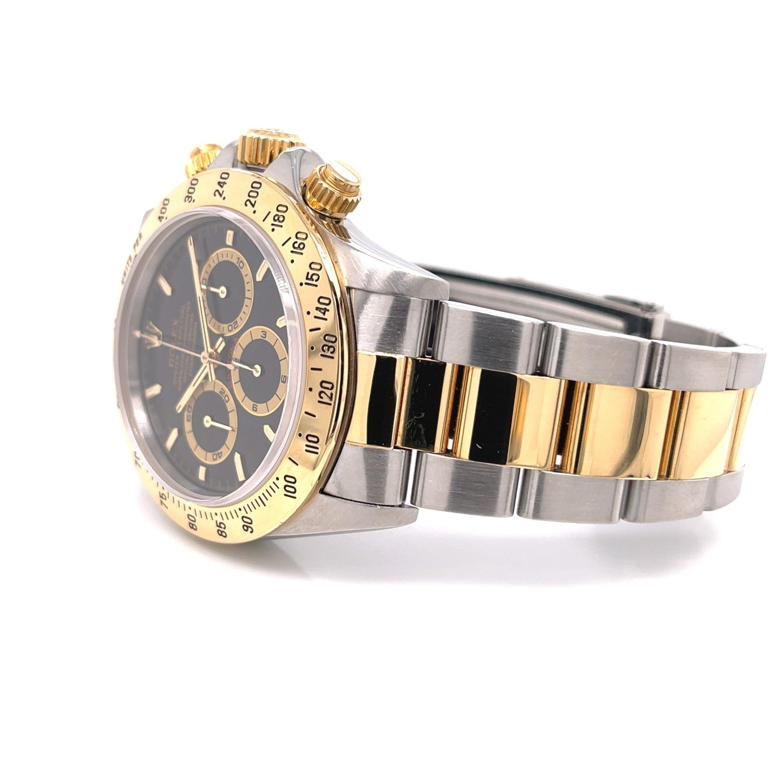 Rolex Daytona Zenith Yellow Gold Stainless Steel White Dial 16523 - Beverly Hills Watch Company