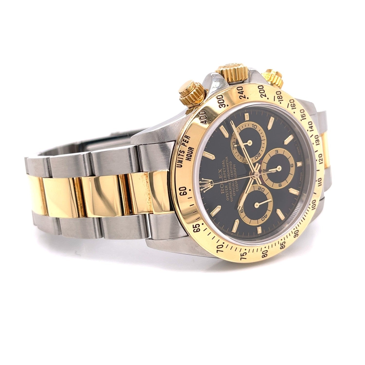Rolex Daytona Zenith Yellow Gold Stainless Steel White Dial 16523 - Beverly Hills Watch Company