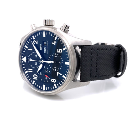 IWC Pilot Chrono Day-Date 43mm Automatic Stainless Steel Black Dial IW377709 3Q6T30 - Beverly Hills Watch Company