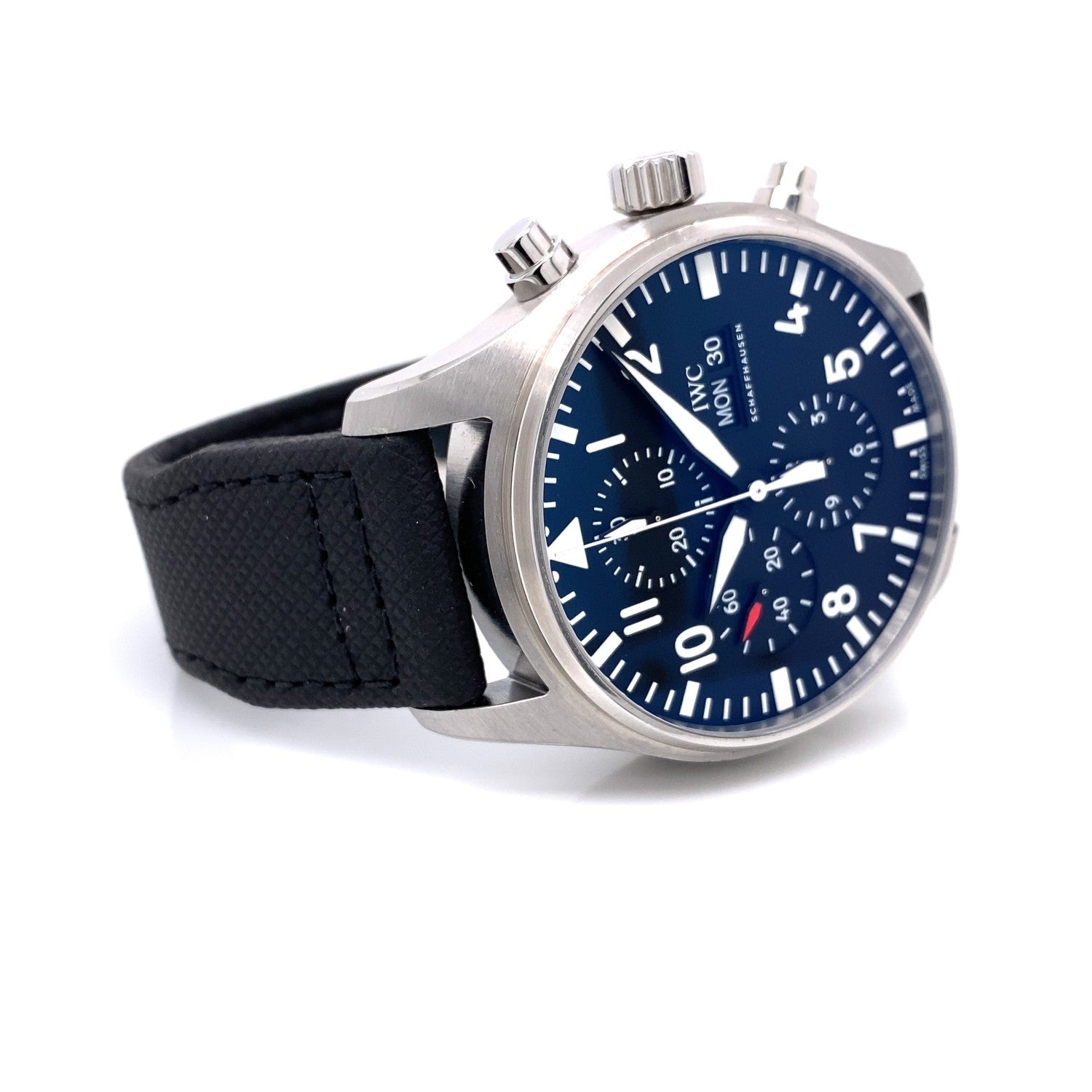 IWC Pilot Chrono Day-Date 43mm Automatic Stainless Steel Black Dial IW377709 3Q6T30 - Beverly Hills Watch Company