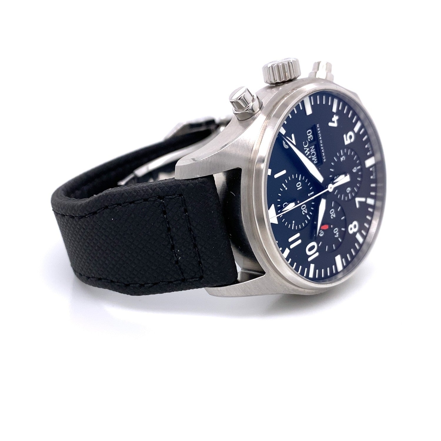 IWC Pilot Chrono Day-Date 43mm Automatic Stainless Steel Black Dial IW377709 3Q6T30 - Beverly Hills Watch Company
