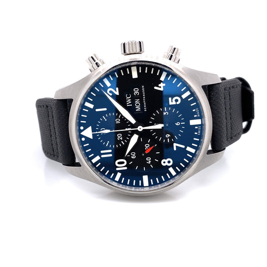 IWC Pilot Chrono Day-Date 43mm Automatic Stainless Steel Black Dial IW377709 3Q6T30 - Beverly Hills Watch Company