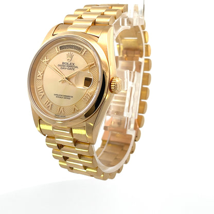Rolex Day Date 36mm President Yellow Gold Champagne Mother of Pearl 18208 - Beverly Hills Watch Company