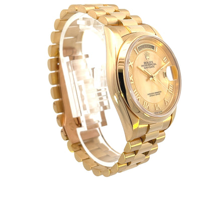 Rolex Day Date 36mm President Yellow Gold Champagne Mother of Pearl 18208 - Beverly Hills Watch Company