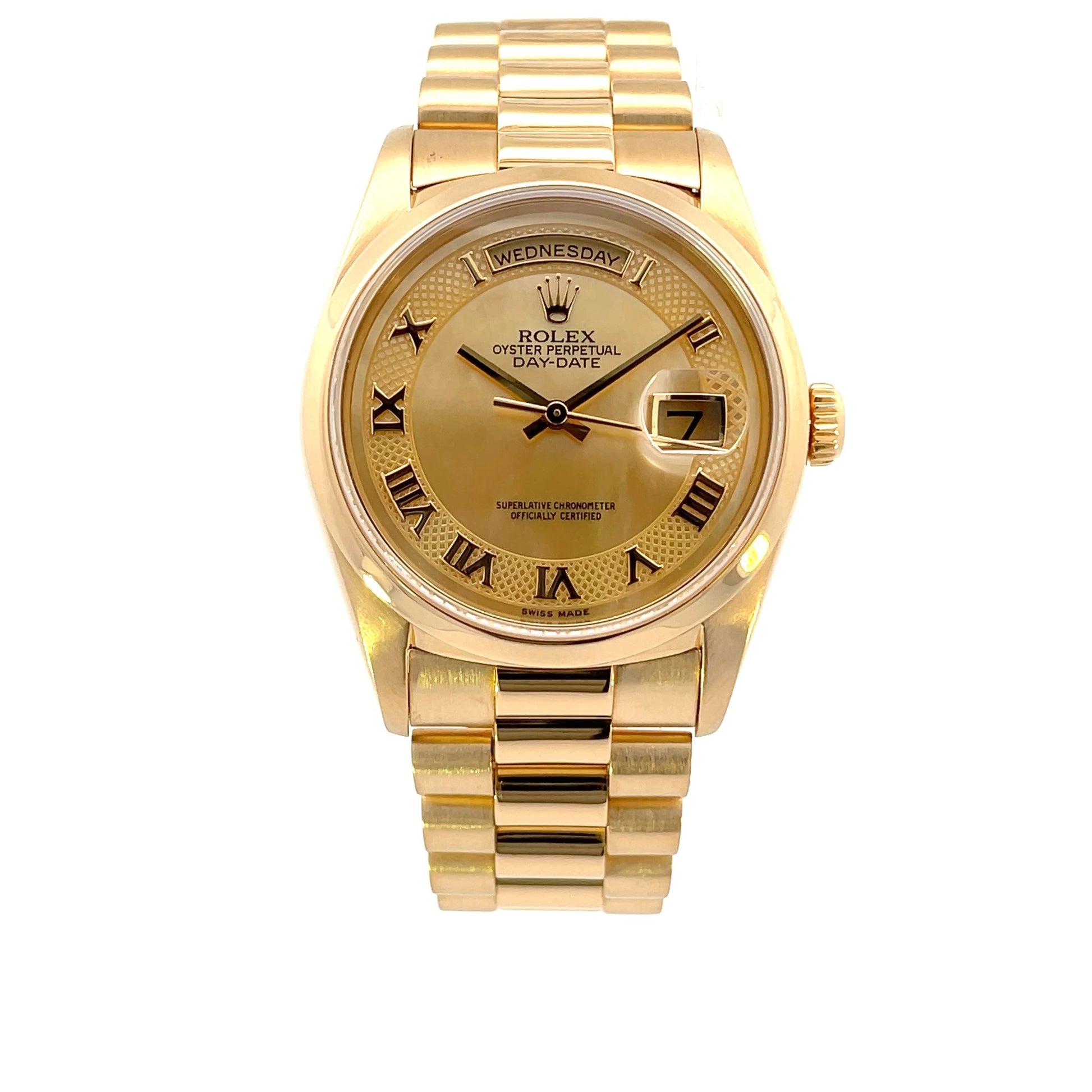 Rolex Day Date 36mm President Yellow Gold Champagne Mother of Pearl 18208 - Beverly Hills Watch Company