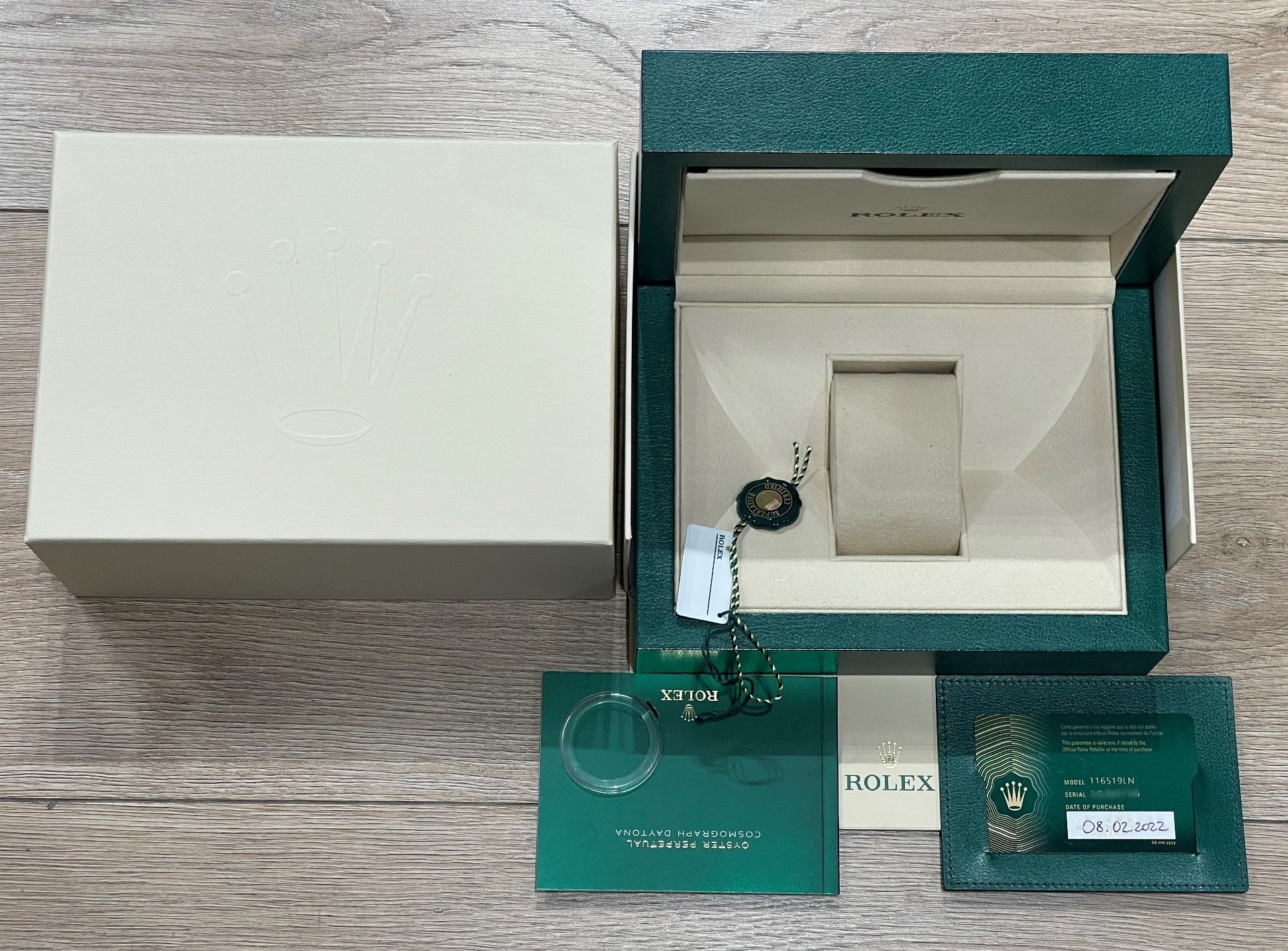 Rolex Daytona 40mm White Gold Steel and Black Dial Oysterflex 116519LN - Beverly Hills Watch Company