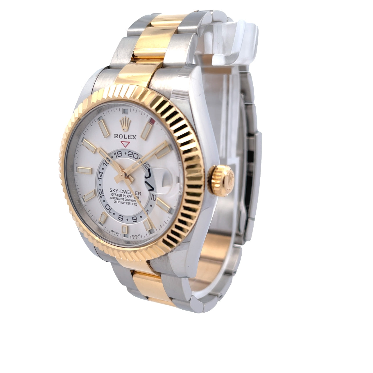 Rolex Sky-Dweller Yellow Gold and Stainless Steel White Dial 326933 - Beverly Hills Watch Company