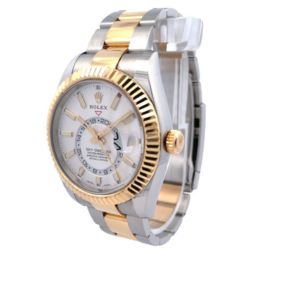Rolex Sky-Dweller Yellow Gold and Stainless Steel White Dial 326933 - Beverly Hills Watch Company