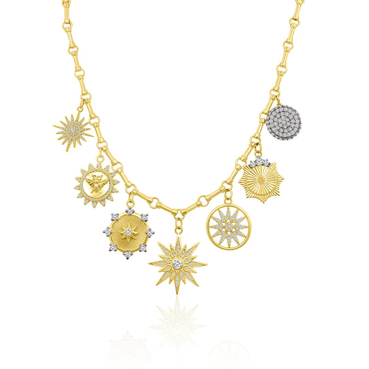 Gold & Diamond Multi-Charm Necklace