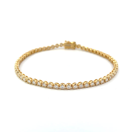 18k Yellow Gold Natural Brilliant Diamond Tennis Bracelet