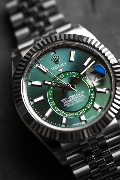 Rolex Sky-Dweller 42mm Stainless Steel Jubilee Green Dial 336934