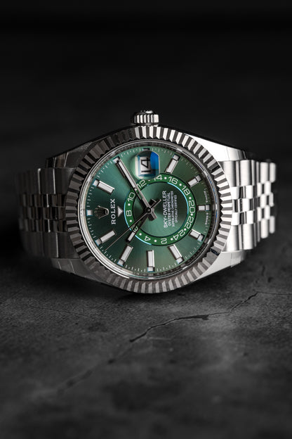 Rolex Sky-Dweller 42mm Stainless Steel Jubilee Green Dial 336934