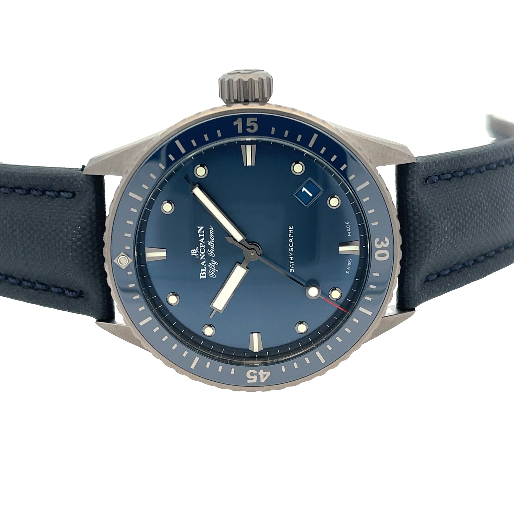 Blancpain Fifty Fathoms Bathyscaphe Ceramic 43mm Blue 5000-0240-052A - Beverly Hill Watch Company